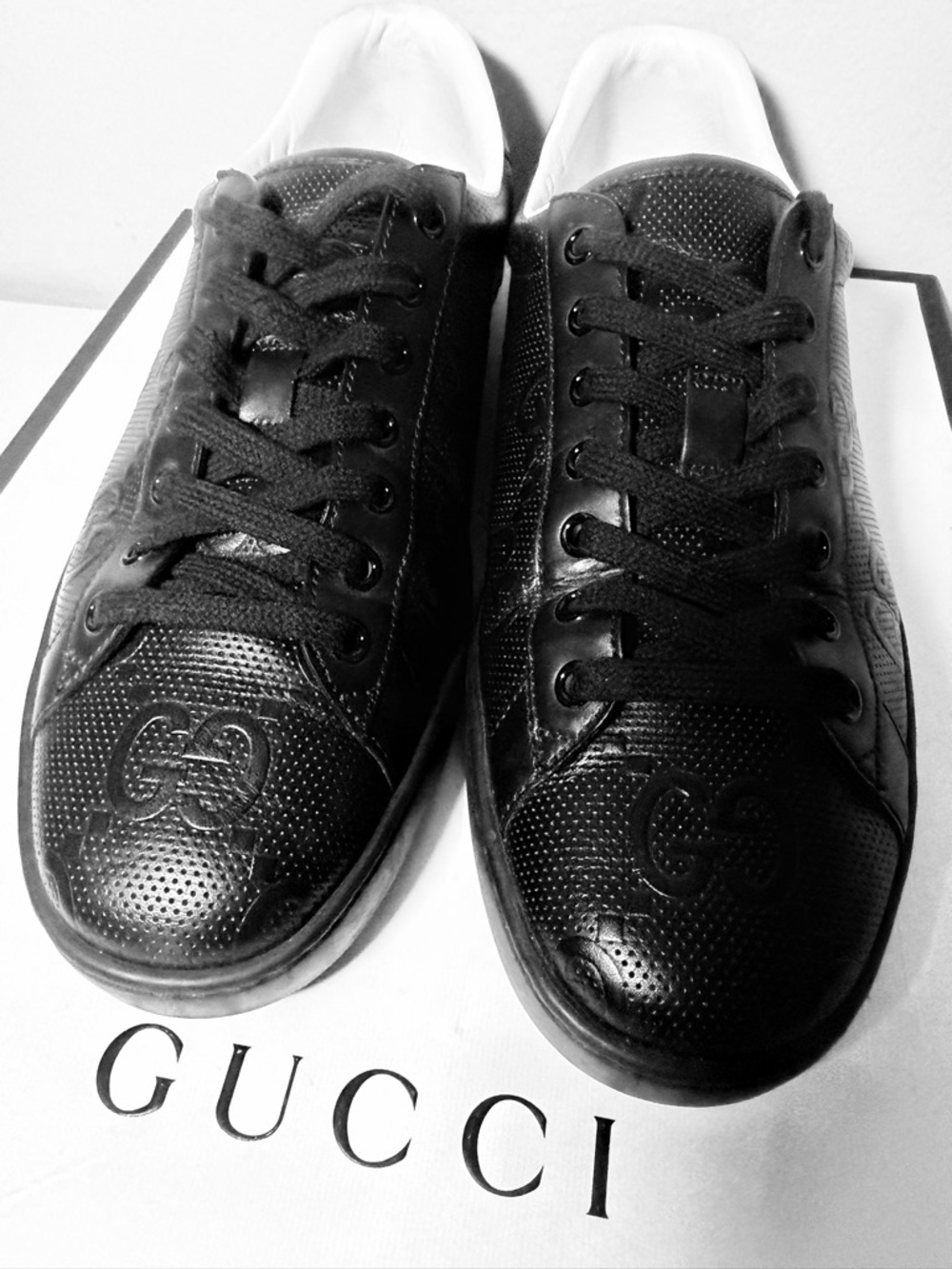 Gucci Black Perforated Leather Low-Top Sneakers